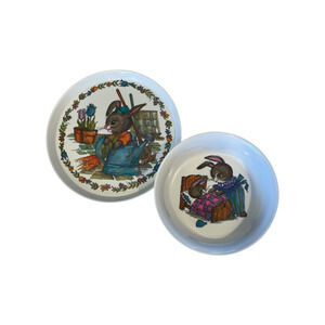 Children's Bunny Rabbit SiLite Plate #3101 And Bowl #3242 Set Melamine Vintage